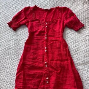 Zara Red Linen Dress